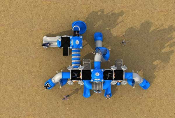 Kid centred resources Robot Playground equipment for community with transparent tunnel