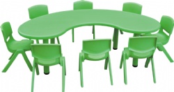 kindergarten furniture plsatic moon shape table