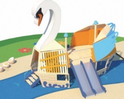 customzie outdoor playground structure wood swan