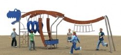 dinosaur outdoor playground structure climbing net play