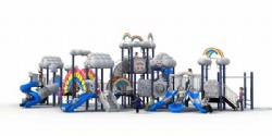 Outdoor Playground Equipment Plastic Swing and Slide Set