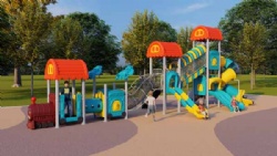 Kindergarten daycare kids Train game children climbing slide playground outdoor